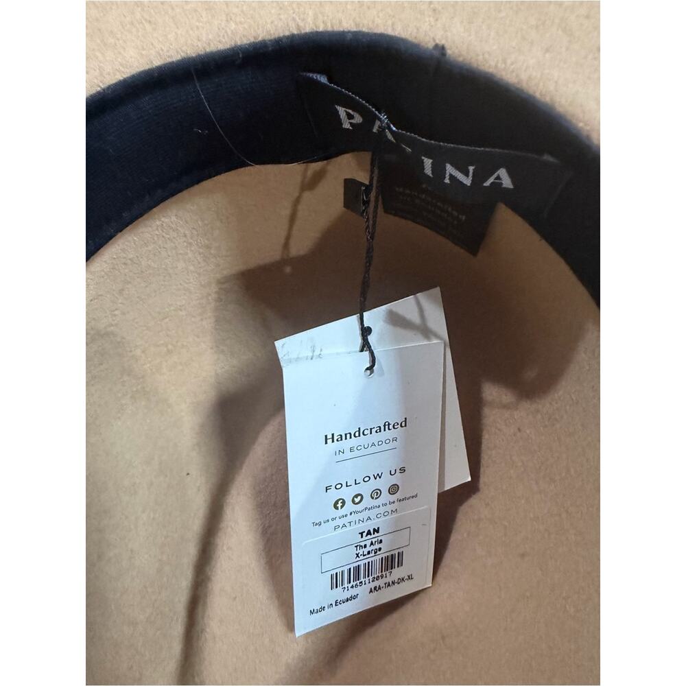 Patina The Aria Tan Wool Fedora Western Hat Handcrafted Wide Brim XL - Picture 5 of 9